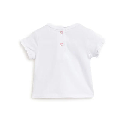 Girls White Printed T-shirt with Shorts