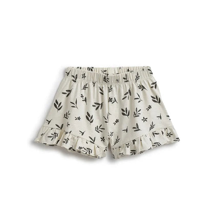Girls White Printed T-Shirt With Shorts