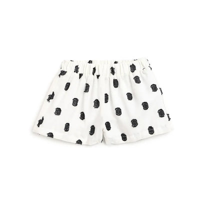 Girls White Printed T-shirt with Shorts