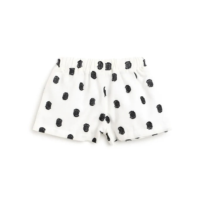 Girls White Printed T-shirt with Shorts