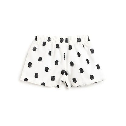 Girls White Printed T-shirt with Shorts