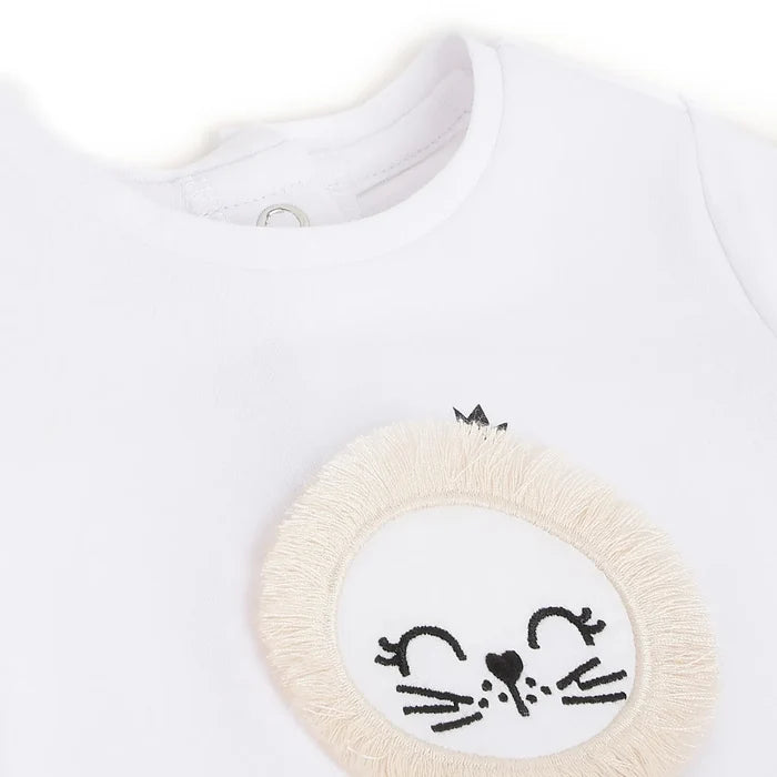 Girls White Printed T-shirt with Shorts