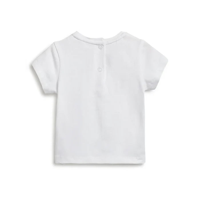 Girls White & Red Printed T-Shirt With Shorts