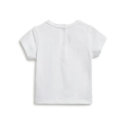 Girls White & Red Printed T-Shirt With Shorts