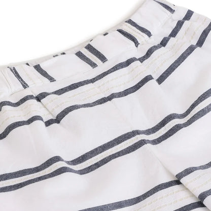 Girls White Striped Shorts