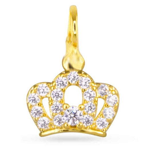 Gold CZ Crown Charm