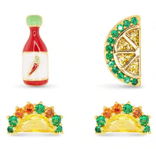 Gold CZ Taco Duo Earrings