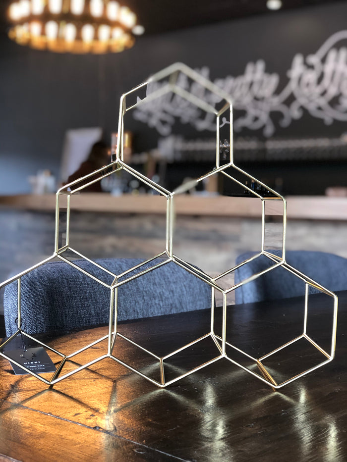 Gold Geo Counter Top Wine Rack