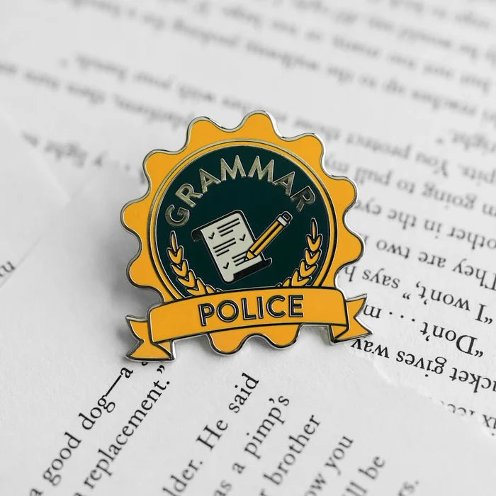Grammar Police Badge Enamel Pin