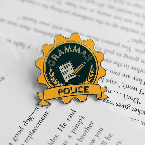 Grammar Police Badge Enamel Pin