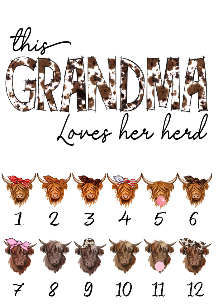 Grandma Loves Her Herd | Personalized 25 oz Glass Tumbler
