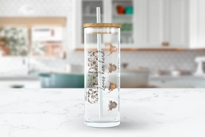 Grandma Loves Her Herd | Personalized 25 oz Glass Tumbler