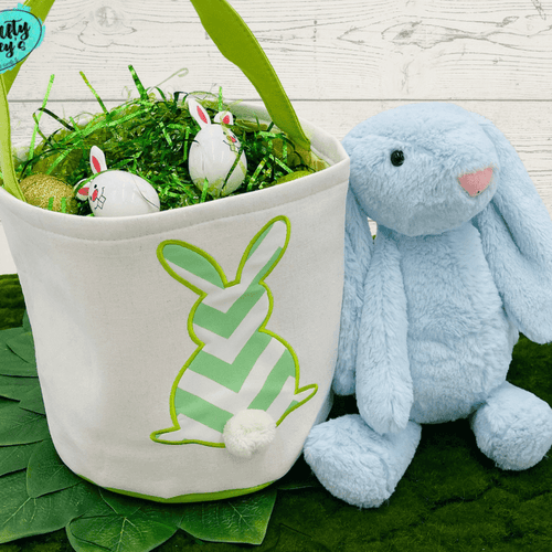 Green Chevron Easter Bunny Baskets-Personalized-Embroidered