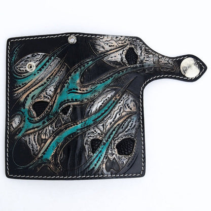 Fully open view of the Green Devil wallet displaying exterior artwork