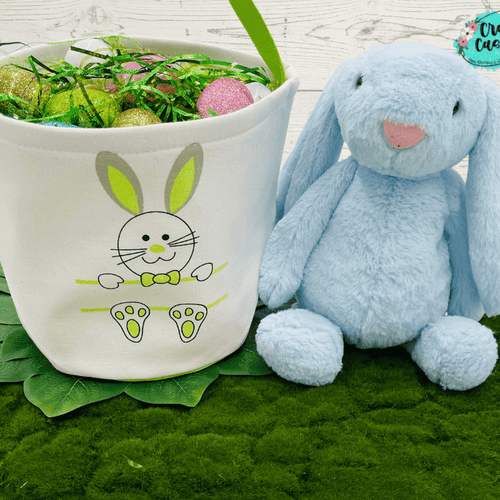 Green Split Easter Bunny-Basket-Personalized-Embroidered