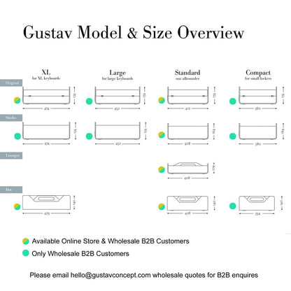 Gustav Dot XL oak wood desk organizer – size overview with model for scale