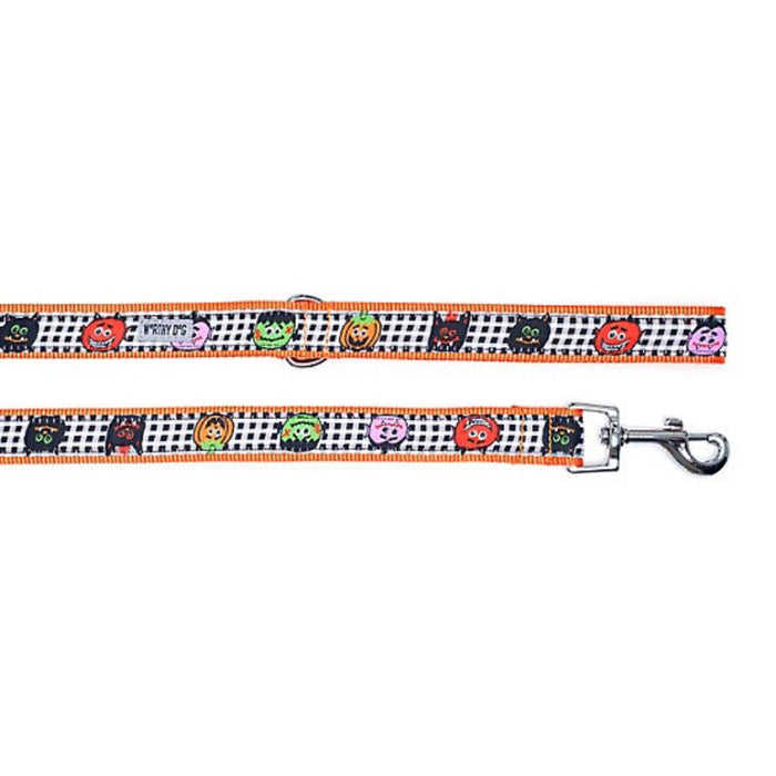 Halloween Monster Mash Checker & Orange Dog Leash - Large