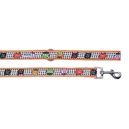 Halloween Monster Mash Checker & Orange Dog Leash - Large