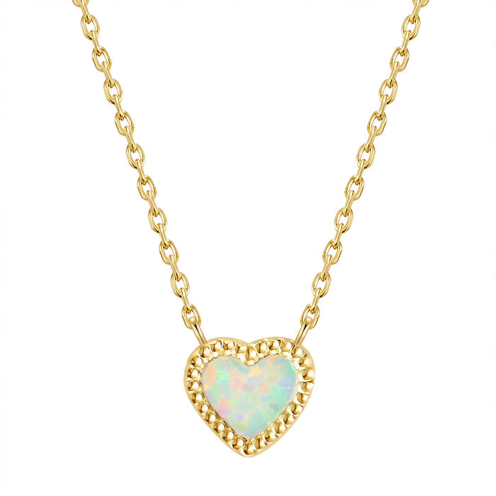 Herz Kette gold Opal (synth.)