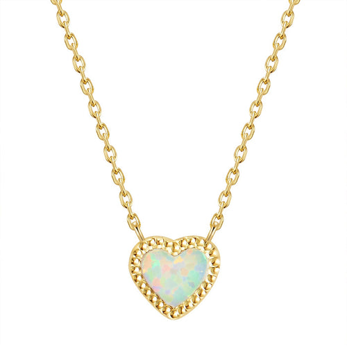 Herz Kette gold Opal (synth.)