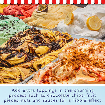 Colorful ice cream display with various flavors and toppings. - Buy Now Ice Cream & Dessert Maker