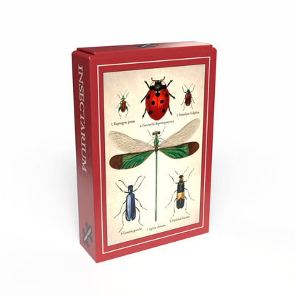 A red box labeled "Insectarium | 99 Piece Jigsaw Puzzle" by Penny Puzzle features vintage-style insect illustrations, including a ladybug, beetles, and a dragonfly—a charming minipuzzle for puzzle lovers.