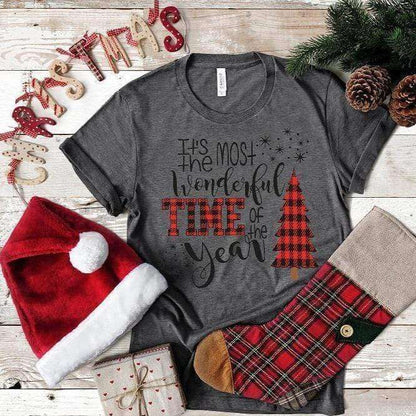 It's The Most Wonderful Time Of The Year Buffalo Plaid Tree- Christmas Tee