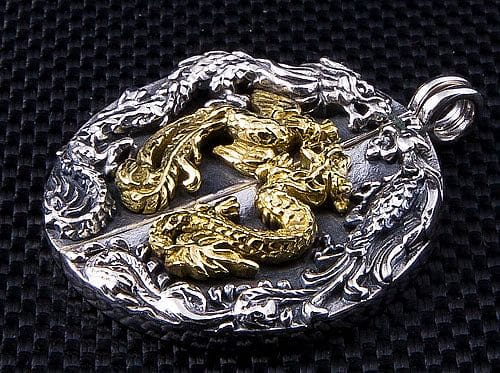 Sterling Silver Japanese Phoenix Dragon Pendant-Bikerringshop