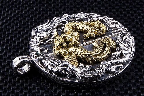 Sterling Silver Japanese Phoenix Dragon Pendant-Bikerringshop