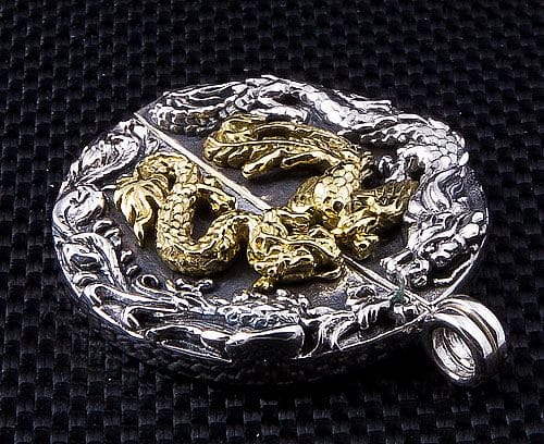 Sterling Silver Japanese Phoenix Dragon Pendant-Bikerringshop