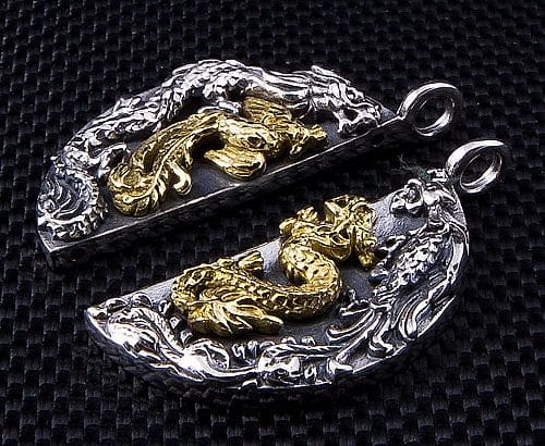 Sterling Silver Japanese Phoenix Dragon Pendant-Bikerringshop