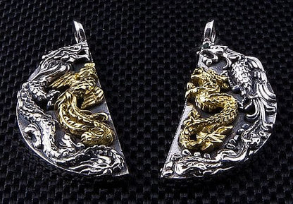 Sterling Silver Japanese Phoenix Dragon Pendant-Bikerringshop