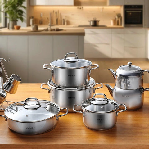 Karaca Belgrad Set de Casseroles en Acier Inoxydable 15 Pièces