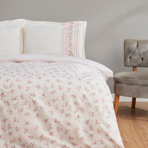 Karaca Glen, Ensemble de Housse de Couette 100% Coton, Double, Rose