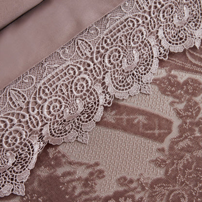 Karaca Home Valeria Queen Coffret de Mariage 8 Pièces Rose Poudré