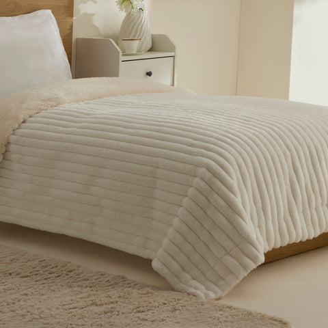 Karaca Stripe, Couverture, 150x200cm, Blanc
