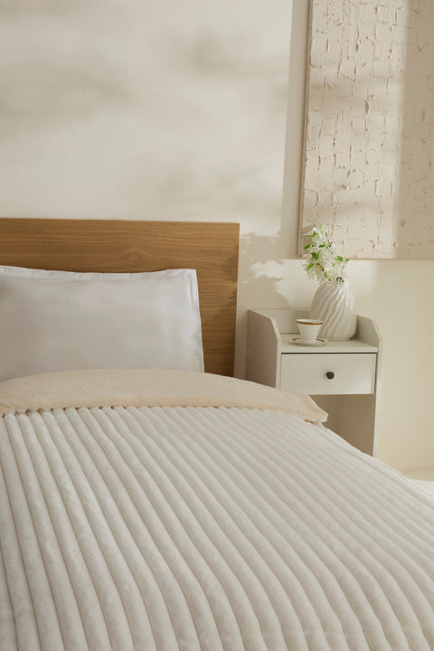 Karaca Stripe, Couverture, 150x200cm, Blanc