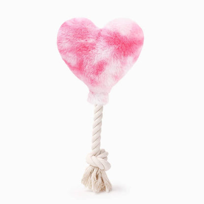 Hugsmart Products Inc dog toys Love is in the air Pink Heart Rope Tug Plush Squeak Dog Toy