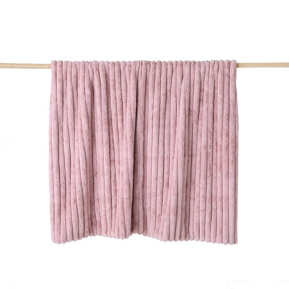 Luxe Rib Faux Fur Blanket Blush150x200cm
