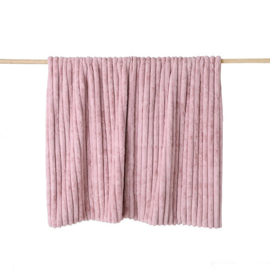 Luxe Rib Faux Fur Blanket Blush150x200cm