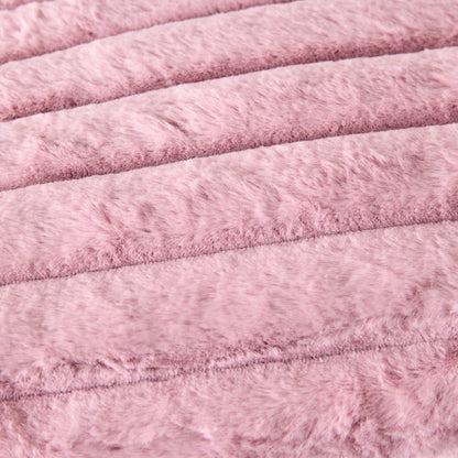 Luxe Rib Faux Fur Blanket Blush150x200cm
