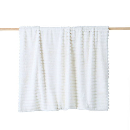Luxe Rib Faux Fur Throw Antique White 130x170cm