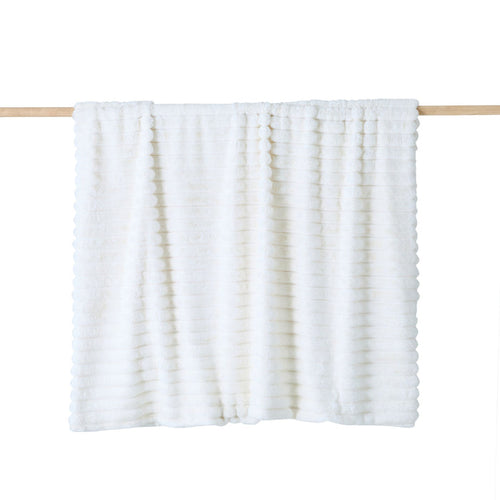 Luxe Rib Faux Fur Throw Antique White 130x170cm
