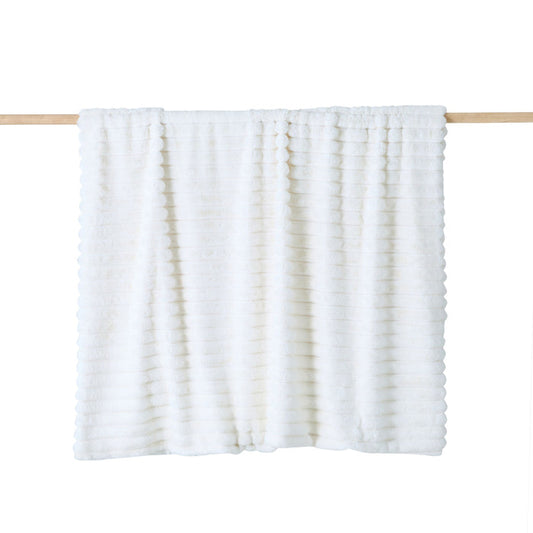 Luxe Rib Faux Fur Throw Antique White 130x170cm