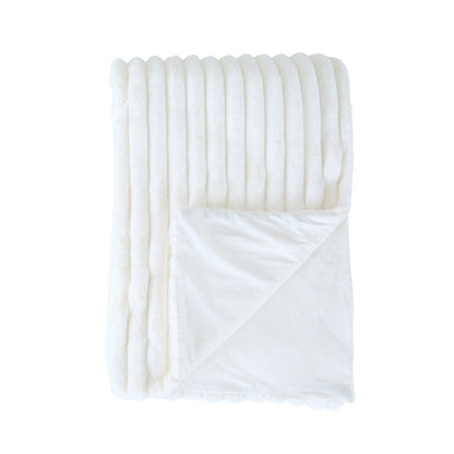 Luxe Rib Faux Fur Throw Antique White 130x170cm