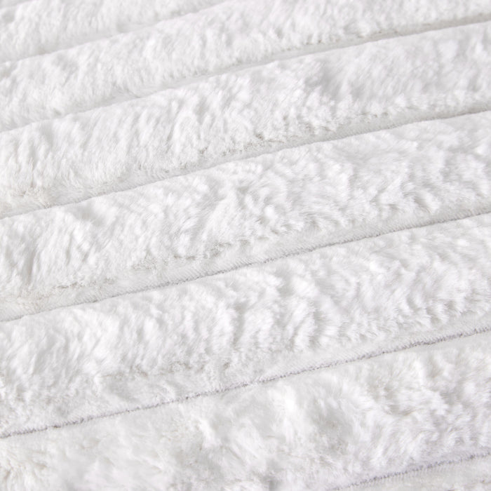 Luxe Rib Faux Fur Throw Antique White 130x170cm