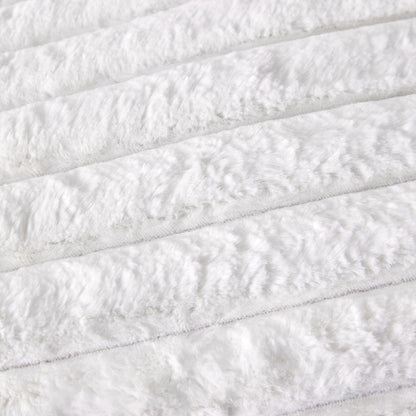 Luxe Rib Faux Fur Throw Antique White 130x170cm