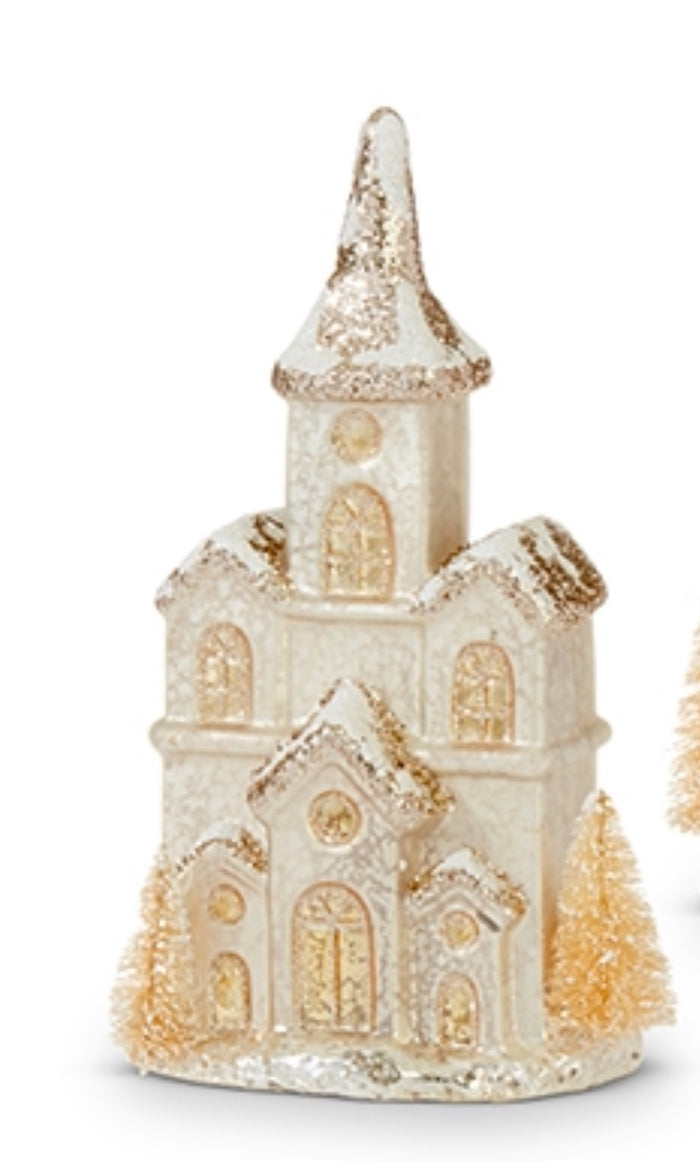 Mercury Glass Lighted Church