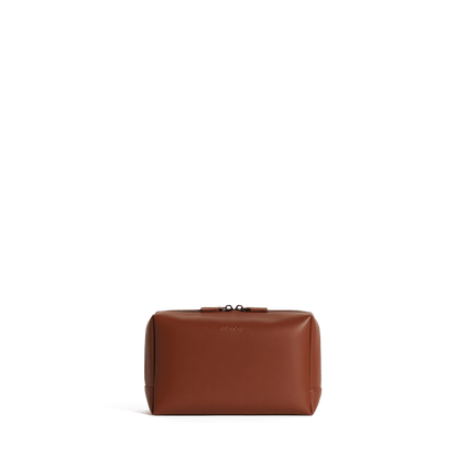Large / Mahogany (Vegan Leather) Scaled | Front view of Metro Toiletry Case Large in Mahogany