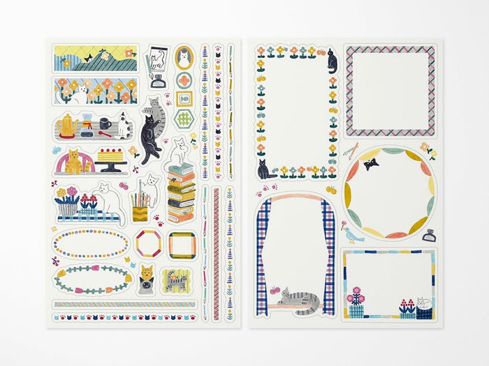 Midori Yuru Log Sticker 2 Sheets - Cat
